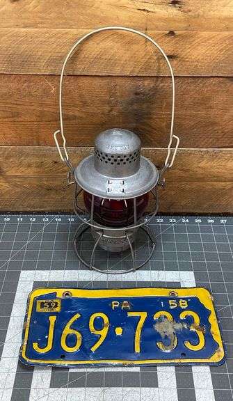 Penn Central Adlake Lantern and '58 PA License Plate