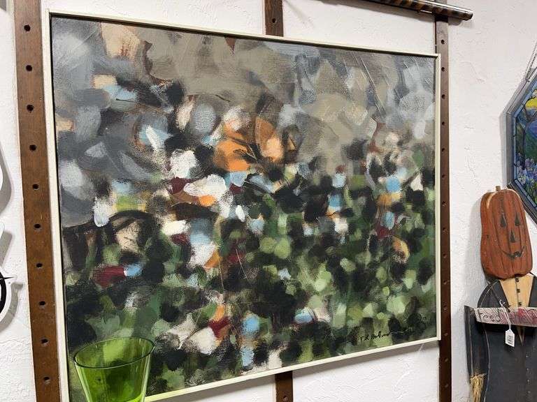 Abstract Painting on Canvas. 30" x 36". Morning Animation by Frederick Hollendonner, submitted to 1960 Butler Museum of American Art Mid Year Show