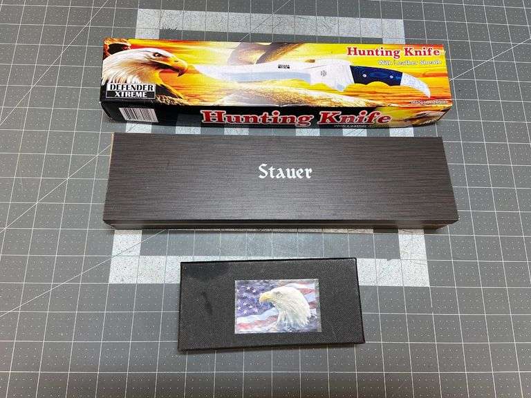 2 American Eagle Knives, Defender Hunting Knife with Sheath