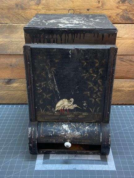 Hand Painted Tin Dry Goods Bin, 19" tall