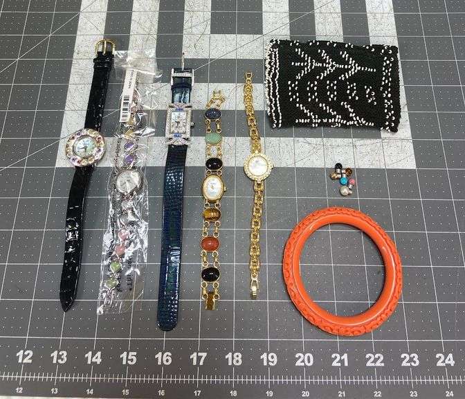 Watches Including Badavici, Beaded Sleeve (orange bangle not included - fell and broke)