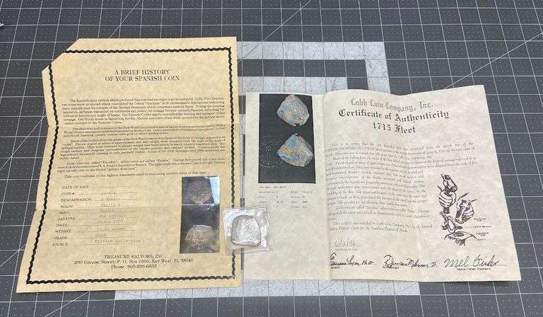 Spanish Coin, 4 Reales 1700's w/ certificate of Authenticity