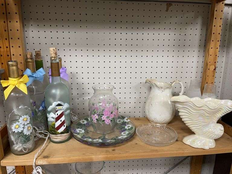 Decorated Wine Bottles and Cornucopia Ceramic