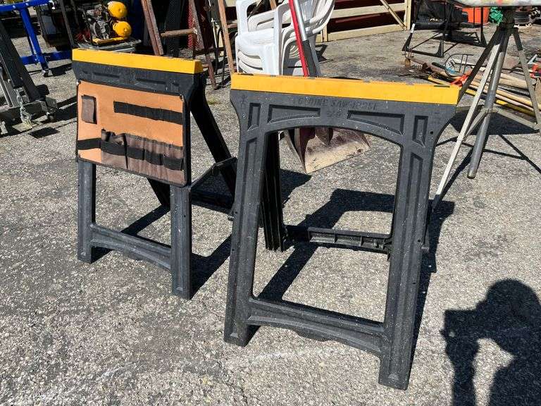 Pair of Saddle Horses (1 needs mending, includes tool organizer)