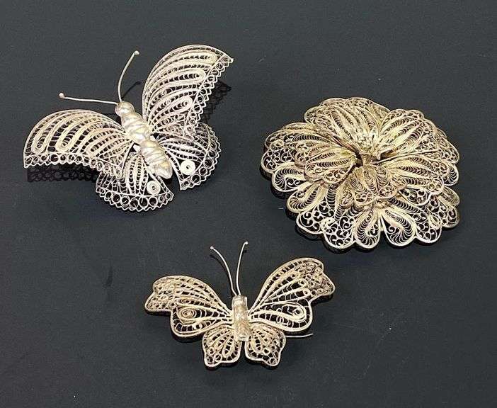 3 Broaches, 1 Marked Mexico, 1 Marked 900