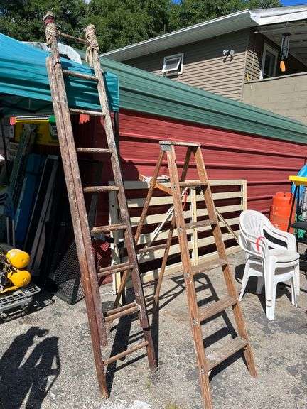 2 Wood Ladders. 1 is Extension, 1 A-Frame