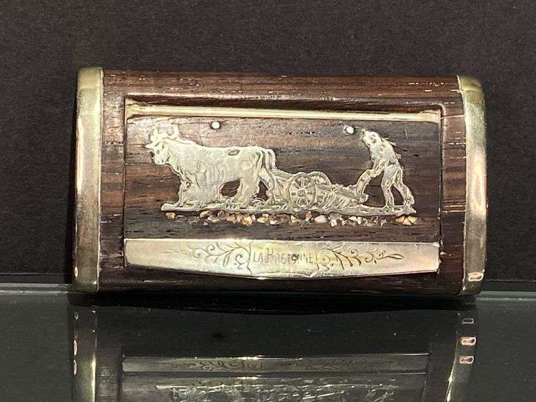 Antique Snuff Box w/ Inlay Farm Scene