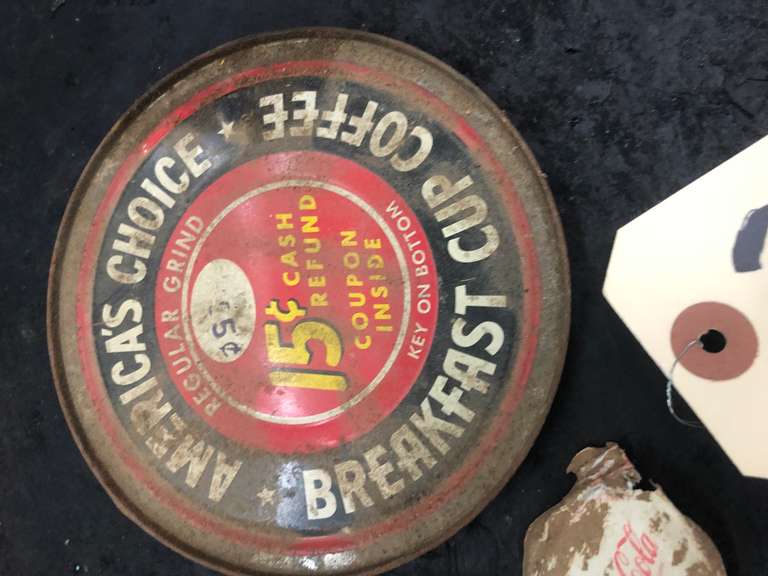 ANTIQUE FOLGERS CAN WITH MISC MEDICAL SYRINGES
