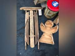 SLED, CHRISTMAS TREE DÉCOR, ANGEL BASKET, TIN MISC WOODEN CHRISTMAS