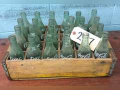 ASSORTED COKE BOTTLES AND CRATE (24 TOTAL)