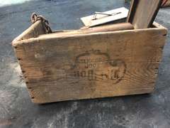 AMMO BOX AND ANTIQUE ADVERTIZING CRATE