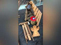 SLED, CHRISTMAS TREE DÉCOR, ANGEL BASKET, TIN MISC WOODEN CHRISTMAS