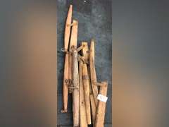 WOODEN DOUBLE TREES AND SINGLE TREES AND MULE COLLAR