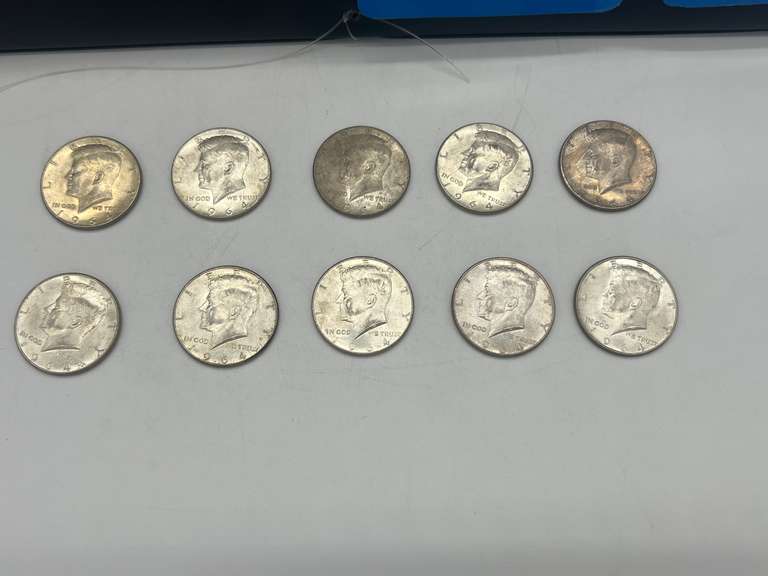 Lot of 10 1964 Kennedy Half Dollar Coins