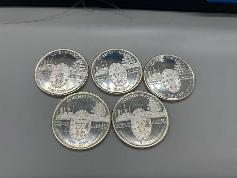 Lot of 5 2010 Medjugorje 1 oz. Silver Bullion Rounds