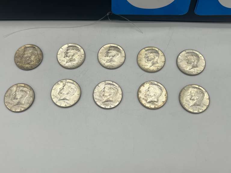 Lot of 10 1964 Kennedy Half Dollar Coins