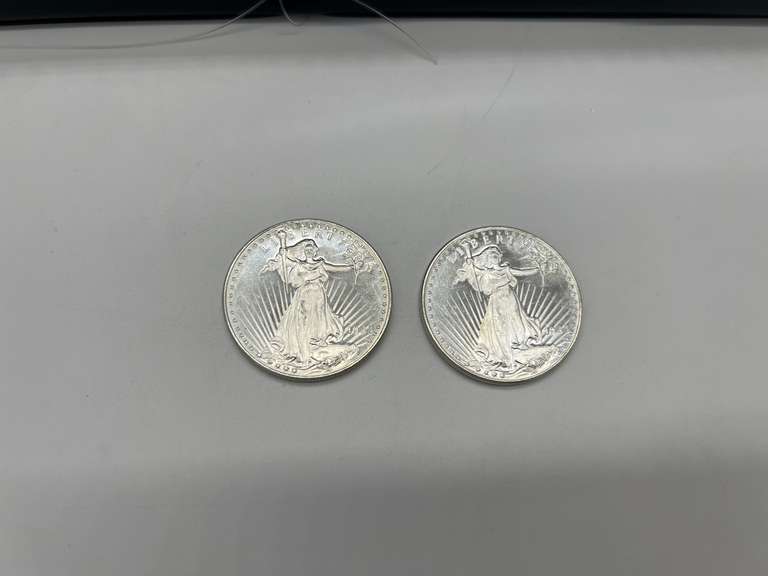 Lot of 2 St. Gaudens 1 oz. Silver Bullion Rounds