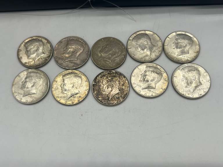 Lot of 10 1964 Kennedy Half Dollar Coins
