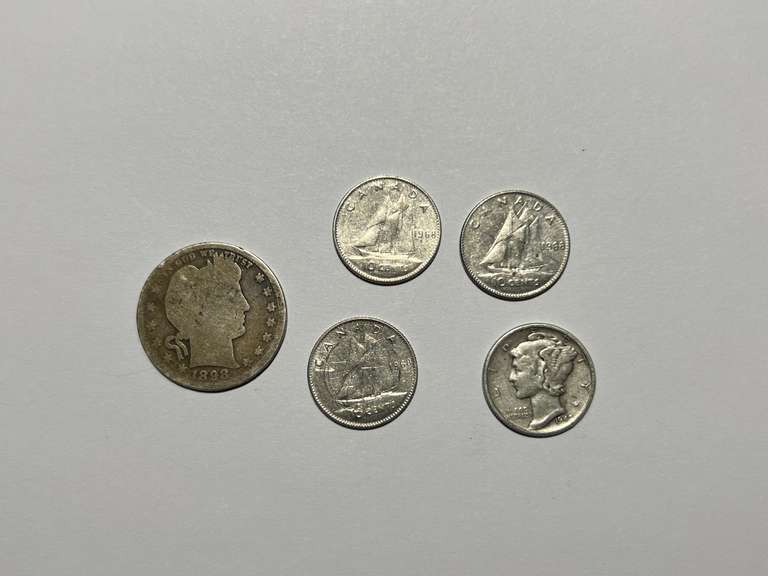 Lot of 5 1968 Misc Silver Coins