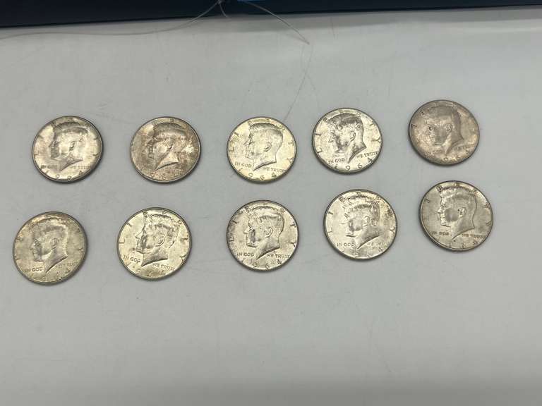 Lot of 10 1964 Kennedy Half Dollar Coins