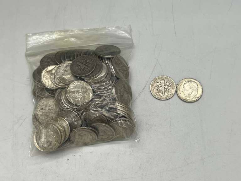Lot of 117 Eisenhower Pre 1964 Dimes