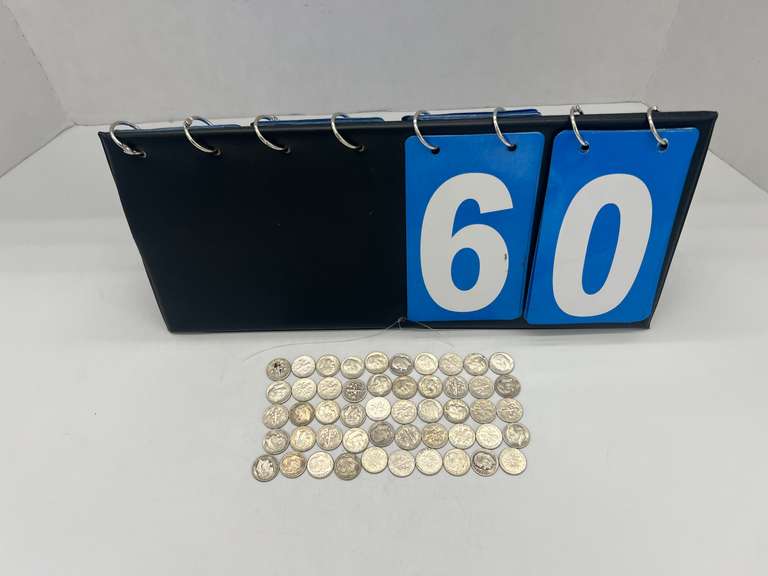 Lot of 50 Eisenhower Pre 1964 Dimes