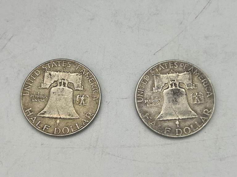 Lot of 2 Benjamin Franklin Half Dollar Coins