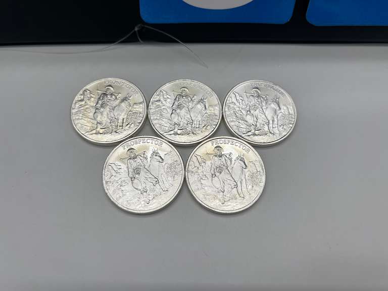 Lot of 5 Prospector 1 oz. Silver Bullion Rounds
