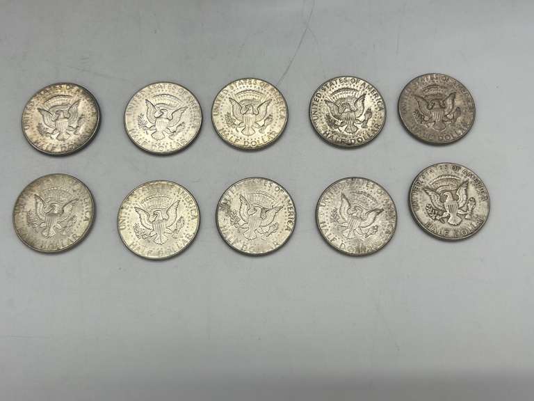 Lot of 10 1964 Kennedy Half Dollar Coins