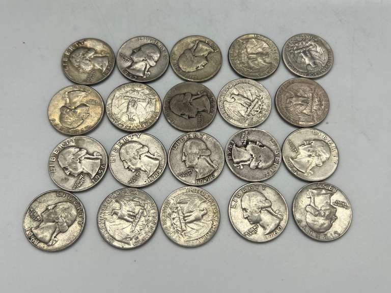 Lot of 20 Washington Pre 1964 Silver Quarters