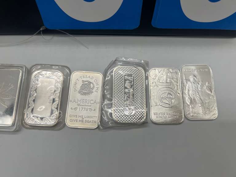 Lot of 8 Silver Bullion 1 oz. Bars