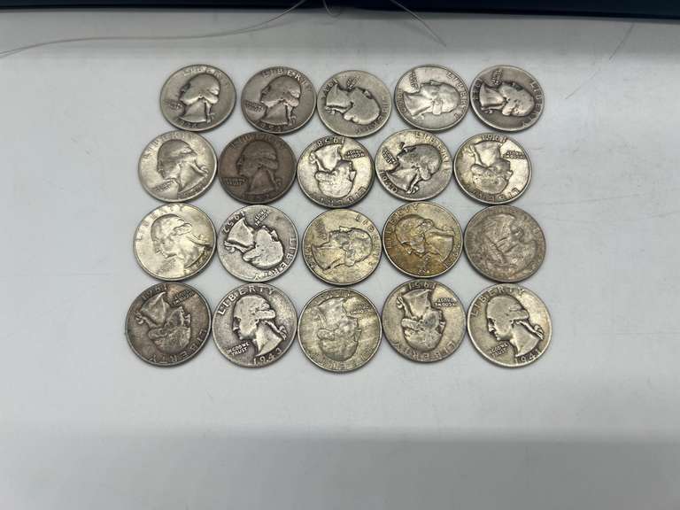 Lot of 20 Washington Pre 1964 Silver Quarters