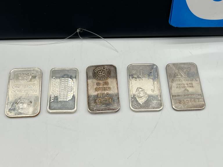 Lot of 5 Silver Bullion Bars