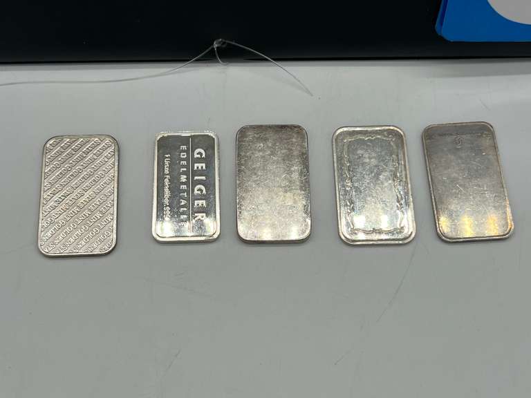 Lot of 5 Silver Bullion Bars
