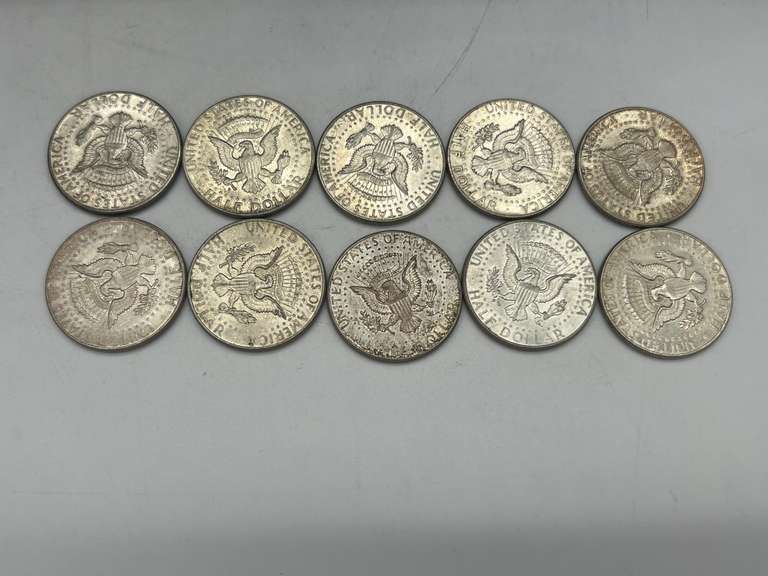 Lot of 10 1964 Kennedy Half Dollar Coins