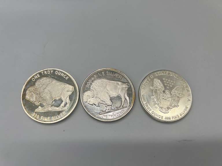 Lot of 3 Silver Bullion 1 oz. Rounds