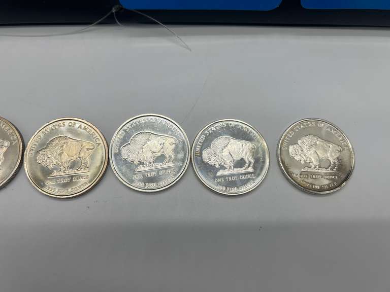 Lot of 5 2013 American Buffalo Indian Head 1 oz. Silver Bullion Rounds