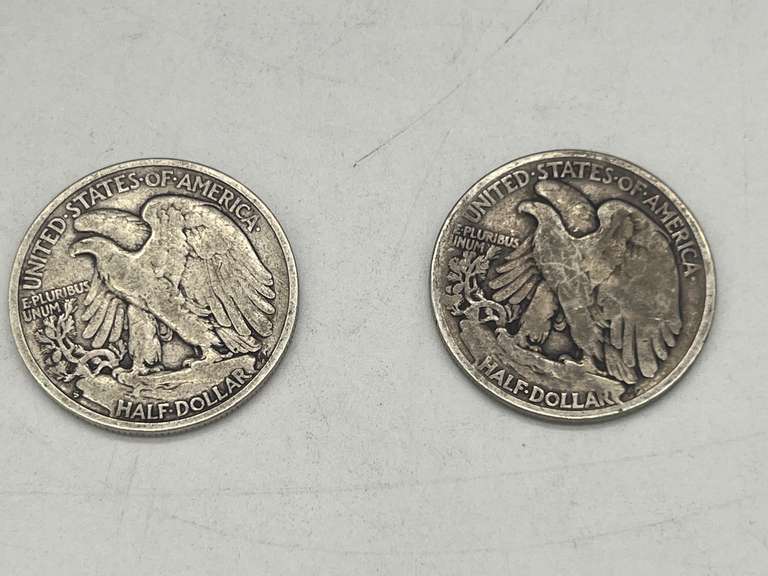 Lot of 2 Walking Liberty Half Dollar Coins