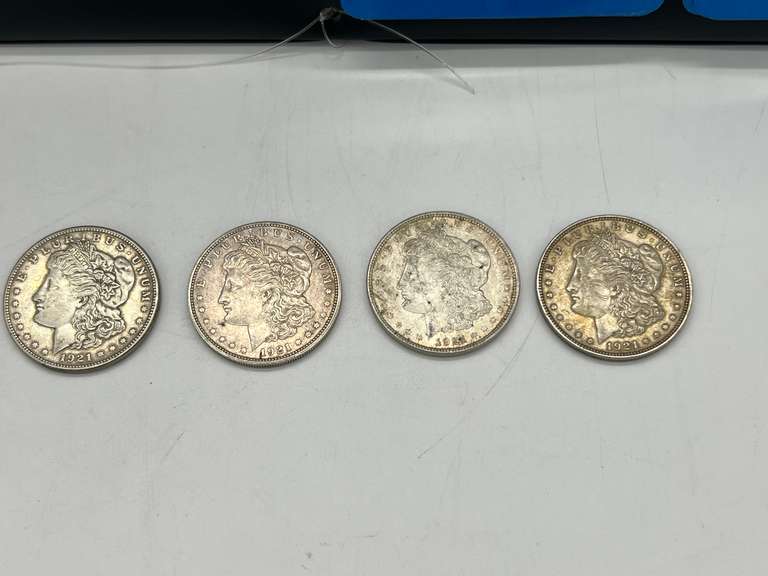 Lot of 4 1921 Morgan Silver Dollar Coins