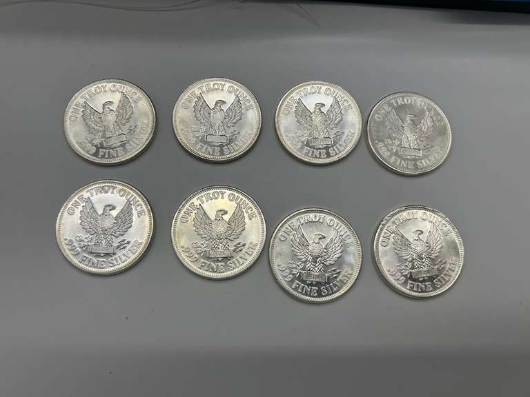 Lot of 8 1892 Barber commemorative 1 oz. Silver Bullion Rounds