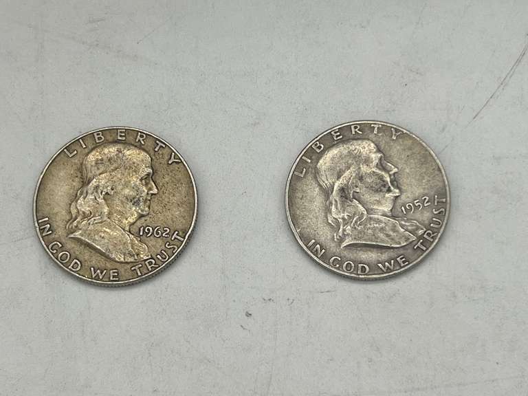 Lot of 2 Benjamin Franklin Half Dollar Coins