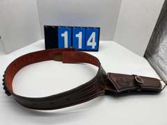 Beautiful leather single pistol right handed pistol gun belt,  hand tooled leather