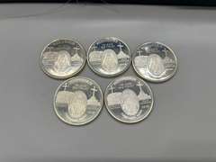 Lot of 5 2010 Medjugorje 1 oz. Silver Bullion Rounds