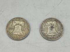 Lot of 2 Benjamin Franklin Half Dollar Coins