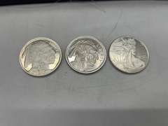 Lot of 3 Silver Bullion 1 oz. Rounds