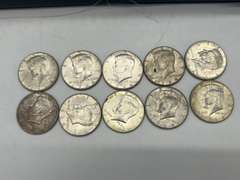 Lot of 10 1964 Kennedy Half Dollar Coins