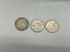 Lot of 3 Benjamin Franklin Half Dollar Coins