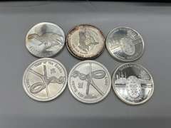 Lot of 6 assorted 1 oz. Silver Bullion Rounds