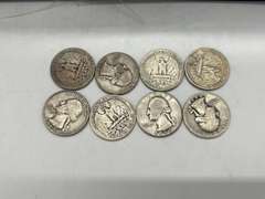 Lot of 8 Washington Pre 1964 Silver Quarters