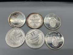 Lot of 6 assorted 1 oz. Silver Bullion Rounds